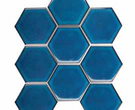 Мозаика JJFQ80048 Hexagon big Deep Blue Glossy 25.6х29.5х6 от StarMosaic