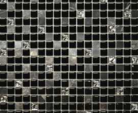 Мозаика № 2030 микс черный мрамор-черный-платина рифленная (1.5х1.5) 30х30 от Роскошная мозаика