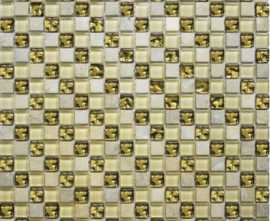 Мозаика № 2028 диагональ мрамор бежевый-молочный-золото (1.5х1.5) 30х30 от Роскошная мозаика