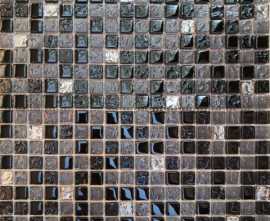 Мозаика №2121 микс черный-черный рифленный верх-серый рифленный верх-платина рифленный низ (1.5х1.5) 30х30 от Роскошная мозаика