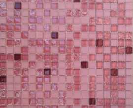 Мозаика № 2084 микс розовый-розовый матовый-розовый колотый-красно-коричневый (1.5х1.5) 30х30 от Роскошная мозаика