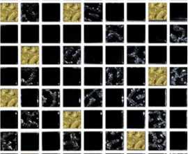 Мозаика № 911 микс черный-черный рифленный-золото рифленный низ (1.5х1.5) 30х30 от Роскошная мозаика