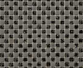 Мозаика № 2023 шахматка черная колотая-черная матовая (1.5x1.5) 30x30 от Роскошная мозаика