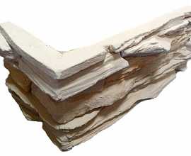 Искусственный камень 160100У Скалистый берег белый угловой 99x195x99x35 от Bergstone